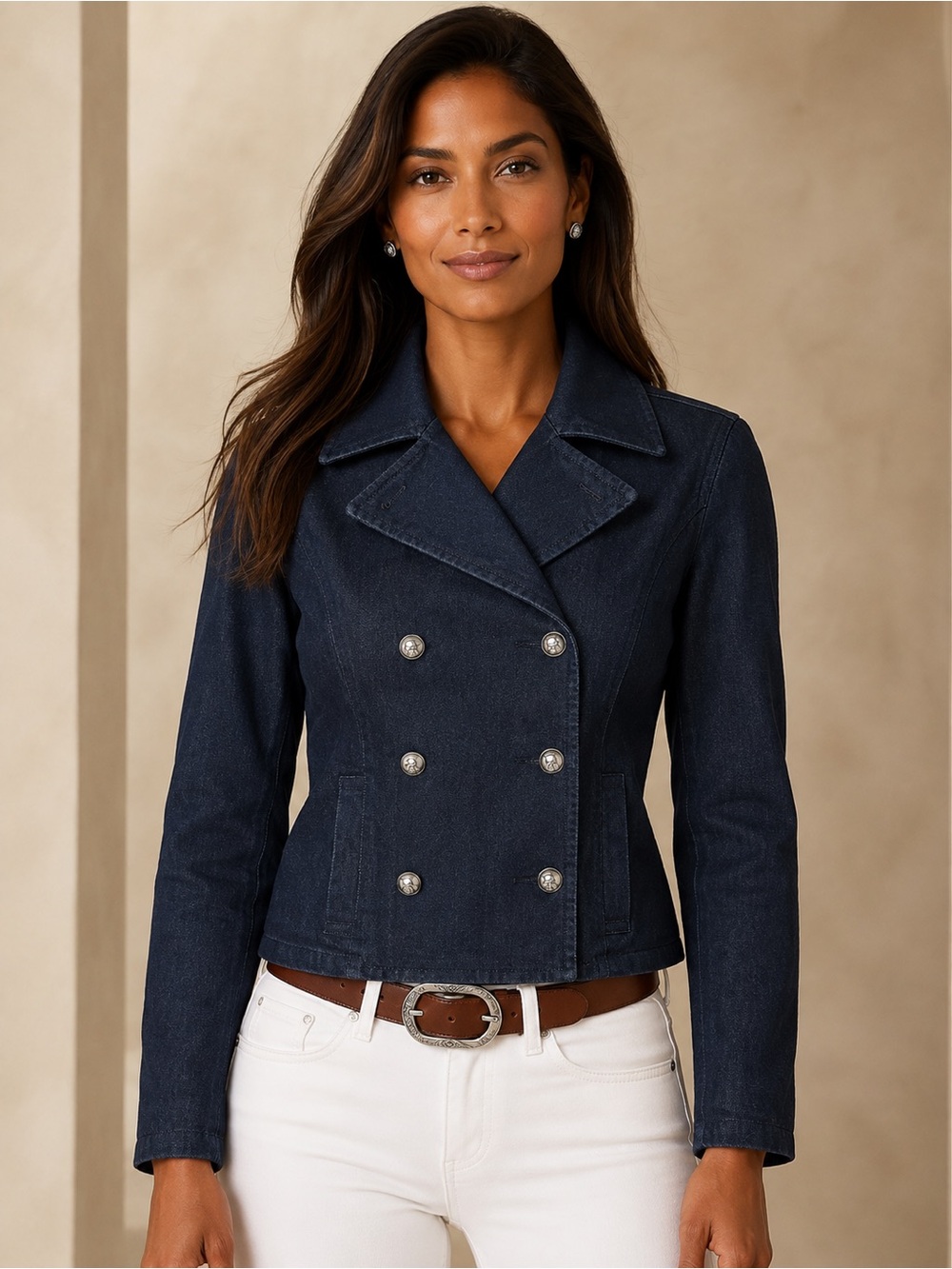 Lauren Jeans Co Ralph Lauren XS Dark Wash Denim Peacoat Jacket Y2K